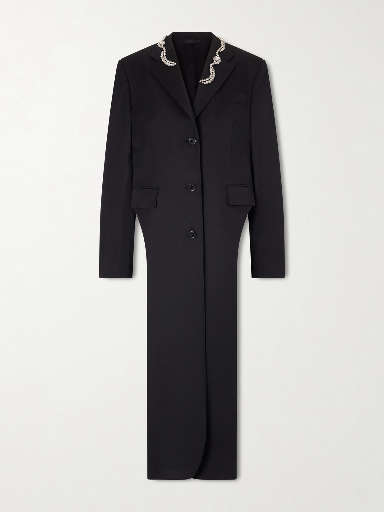 Simone Rocha Embellished Woven Coat In Black