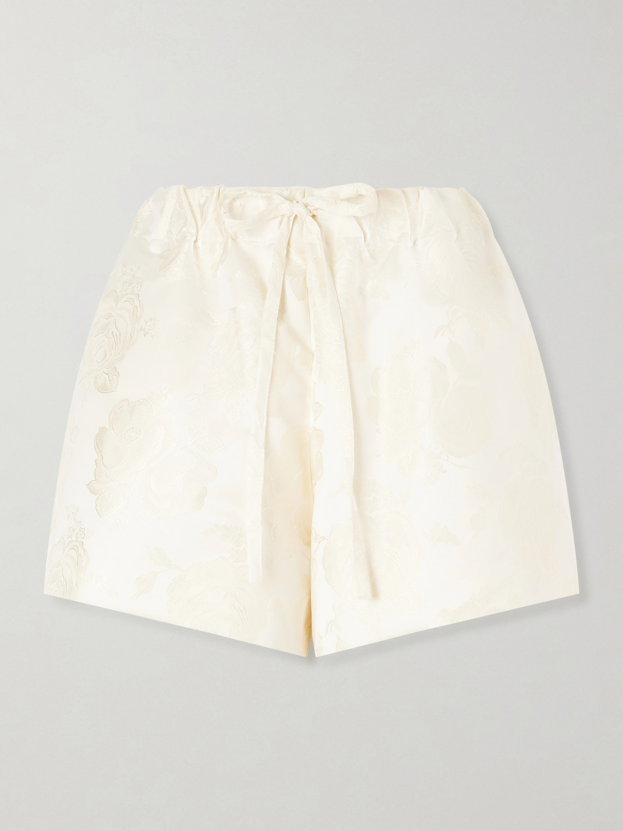 Simone Rocha Floral-jacquard Satin Shorts In White