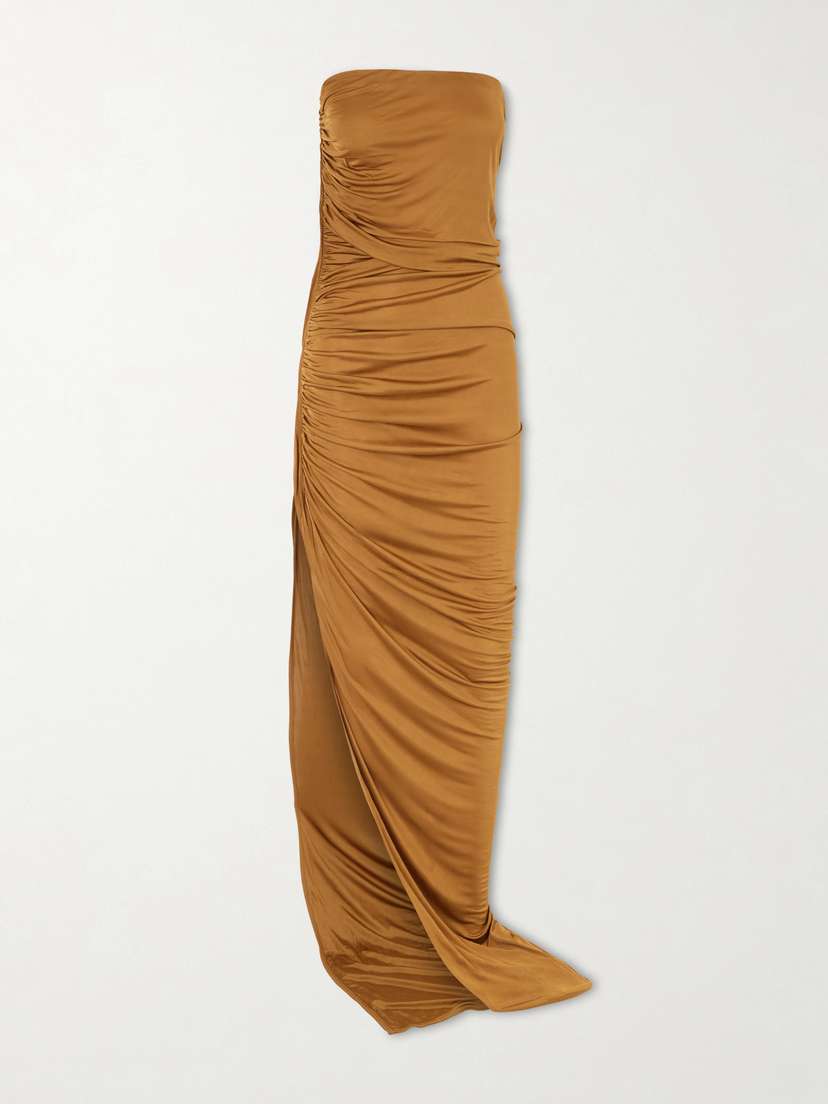 Rick Owens Edfu Strapless Gathered Stretch-jersey Gown