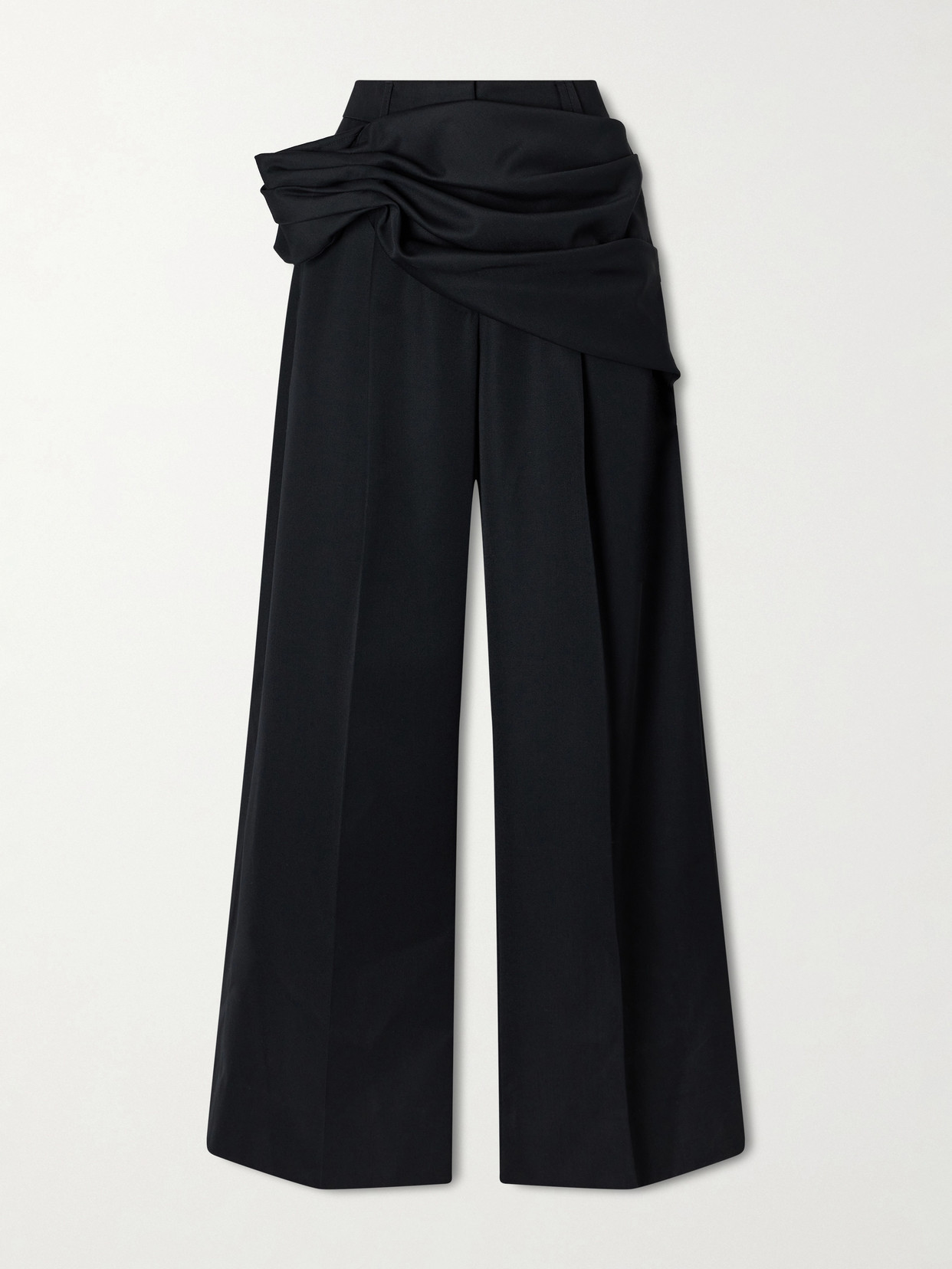 Simone Rocha Gathered Crepe Wide-leg Pants In Black
