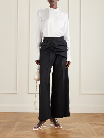 Simone Rocha Gathered crepe wide-leg pants