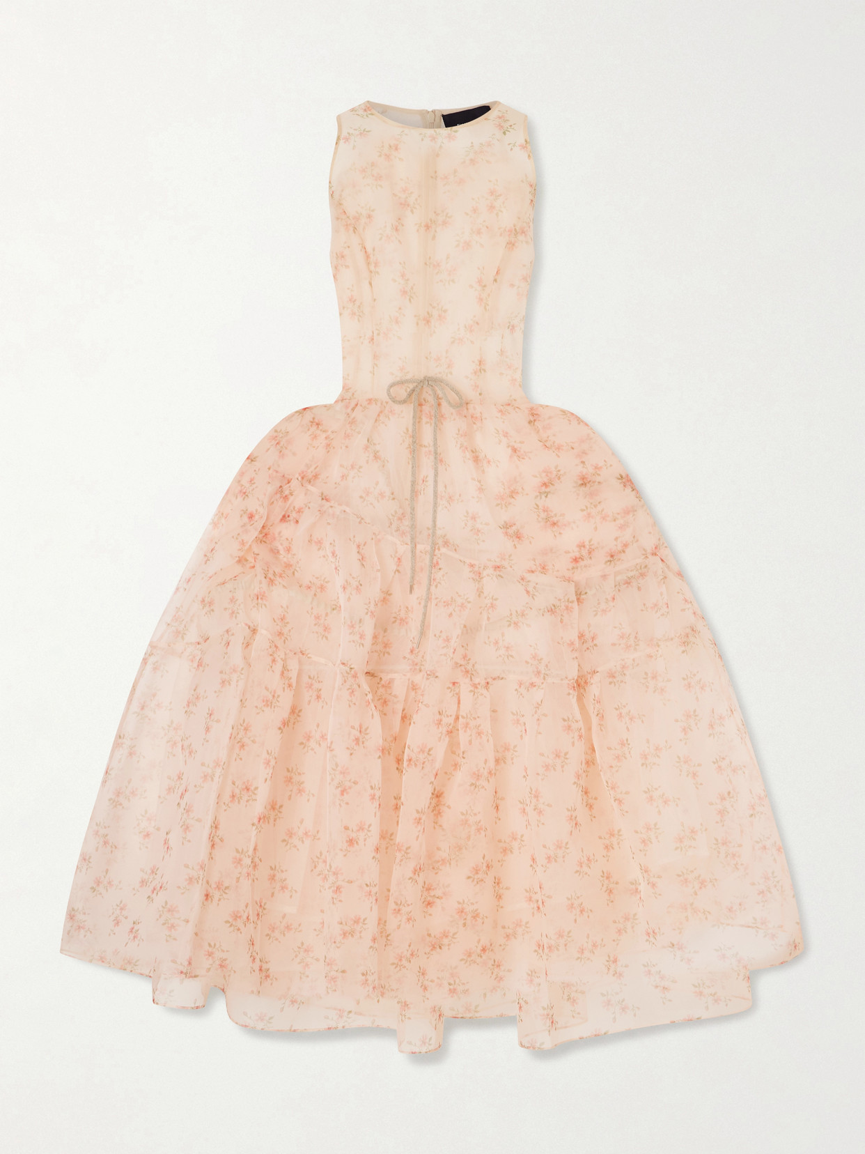Simone Rocha Flounce Organza Floral Dress In Orange