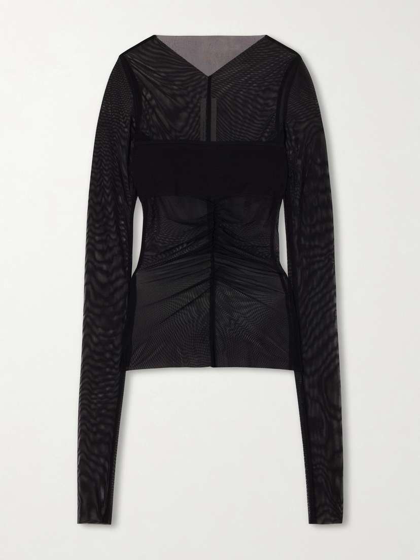 Rick Owens Ruched Stretch-mesh T-shirt