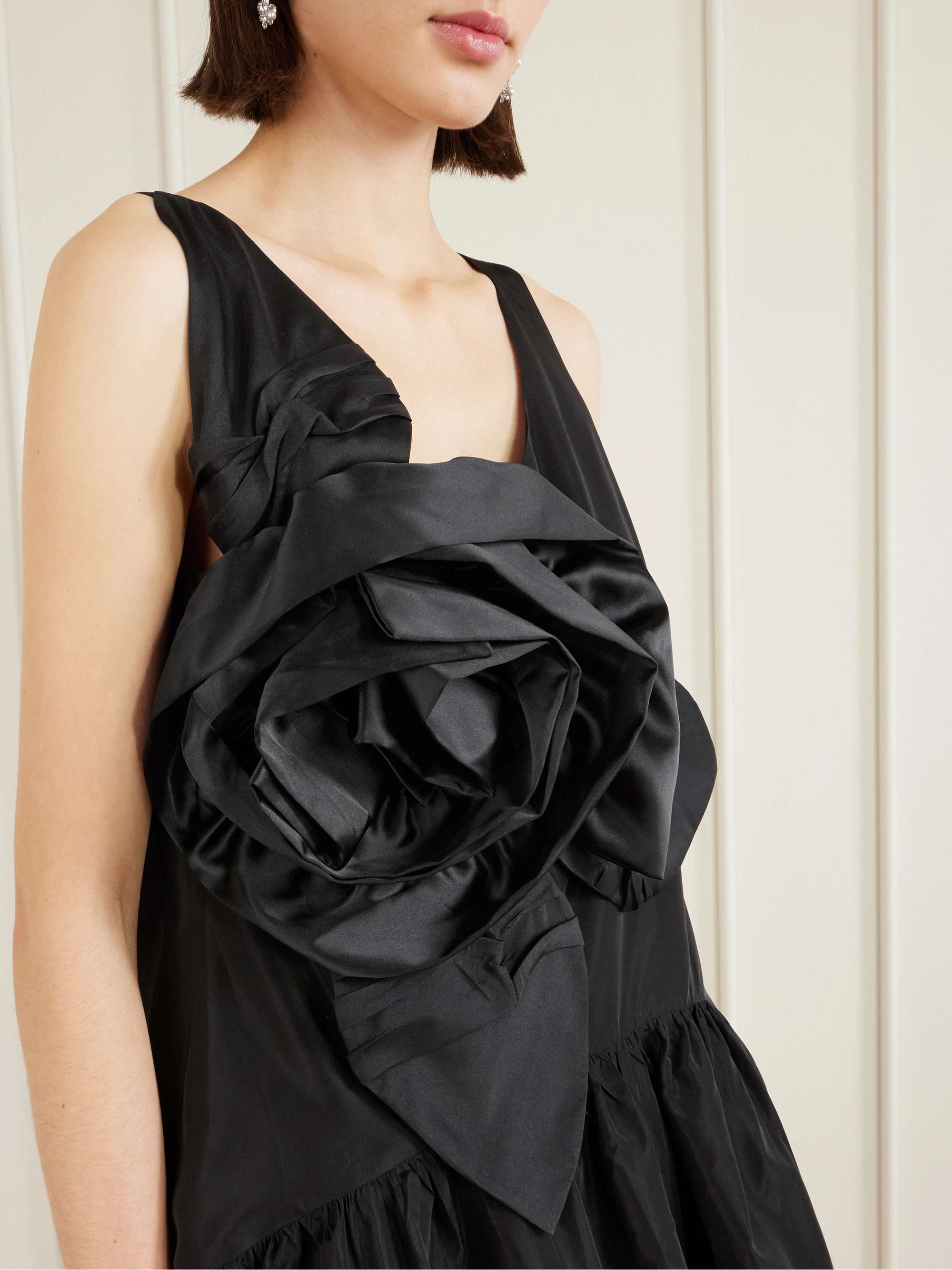 SIMONE ROCHA Appliquéd ruffled taffeta top | NET-A-PORTER