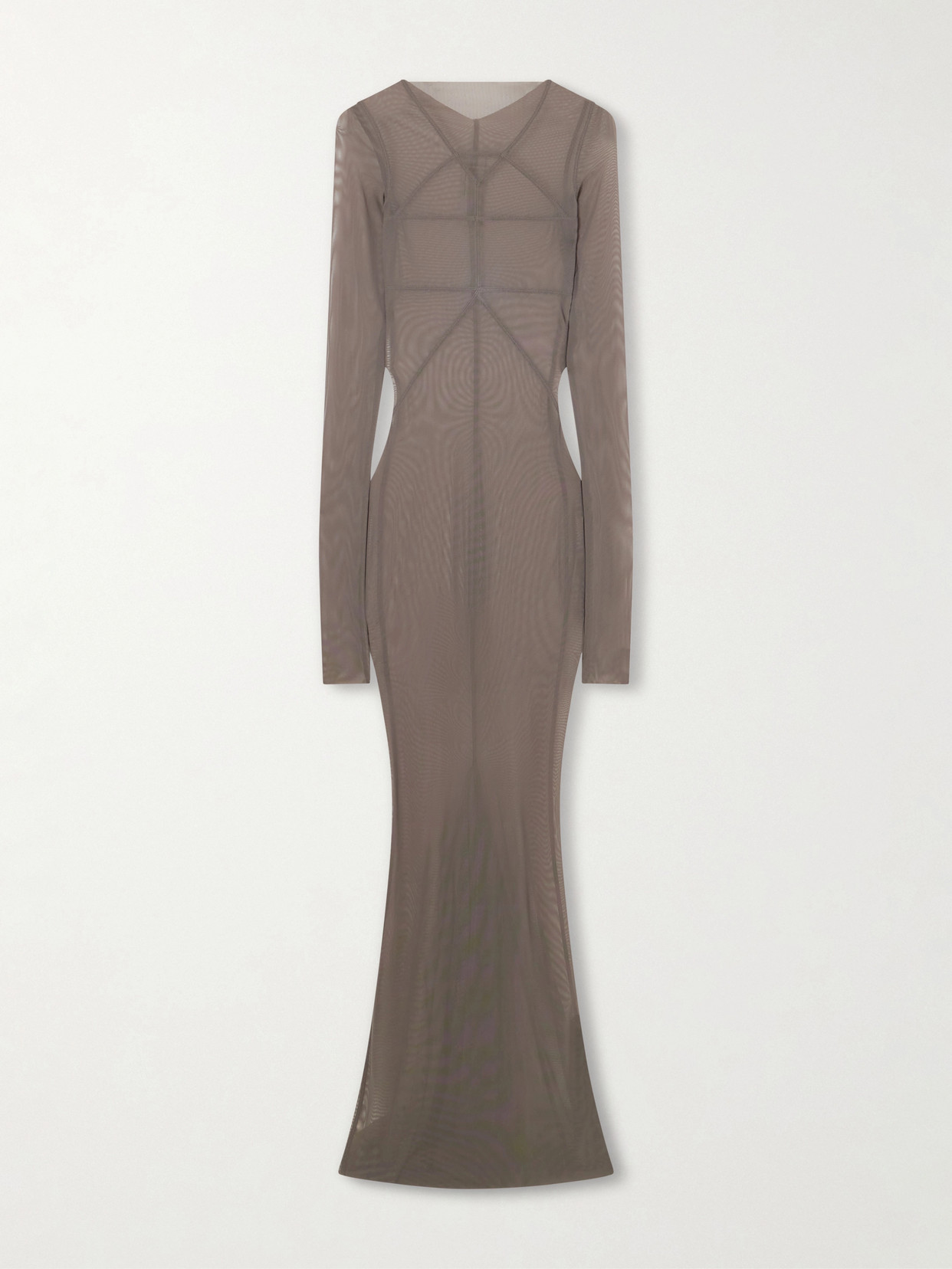 Rick Owens Temple Stretch Tulle Gown In Gray