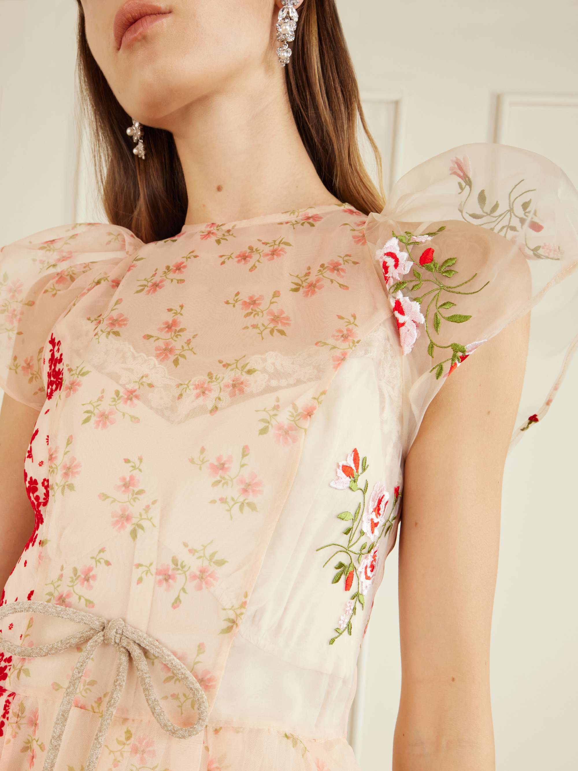 SIMONE ROCHA Sheer patchwork floral midi dress | NET-A-PORTER