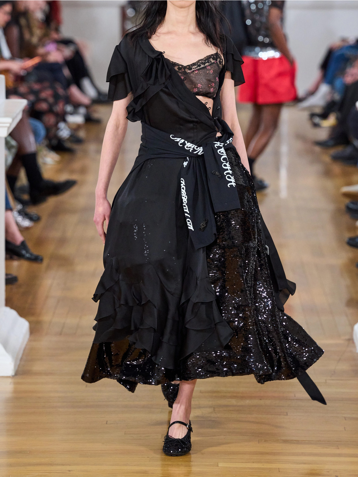 Cropped Lace-Trimmed Floral-Print Organza Top