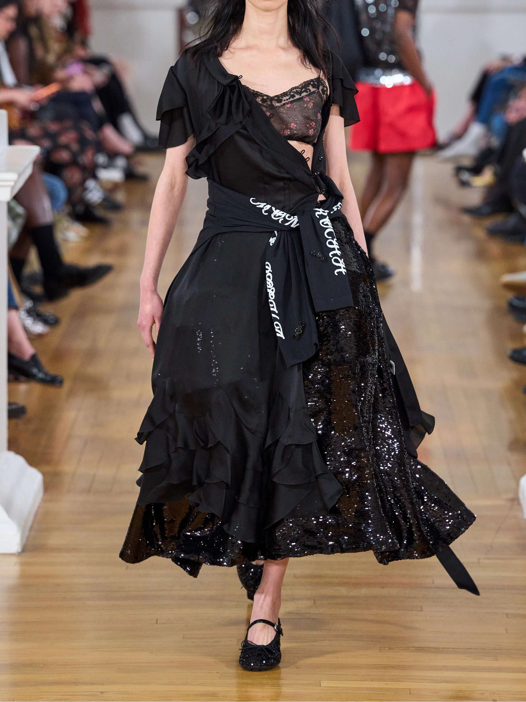 SIMONE ROCHA Cropped lace-trimmed floral-print organza top | NET-A