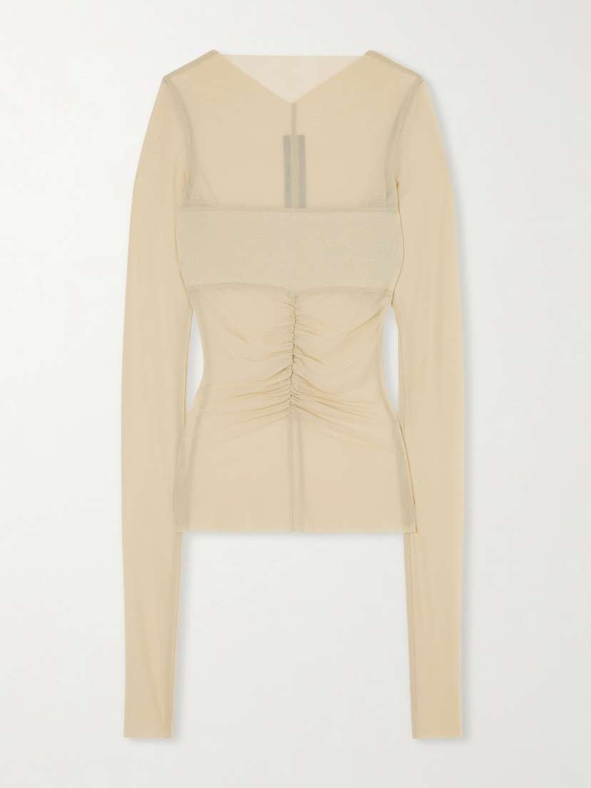 Rick Owens Ruched Stretch-mesh T-shirt