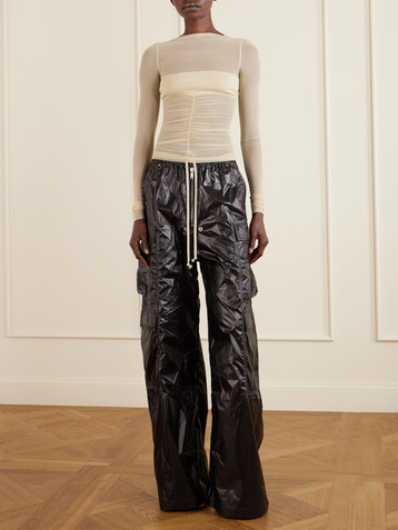 Rick Owens Ruched stretch-mesh T-shirt