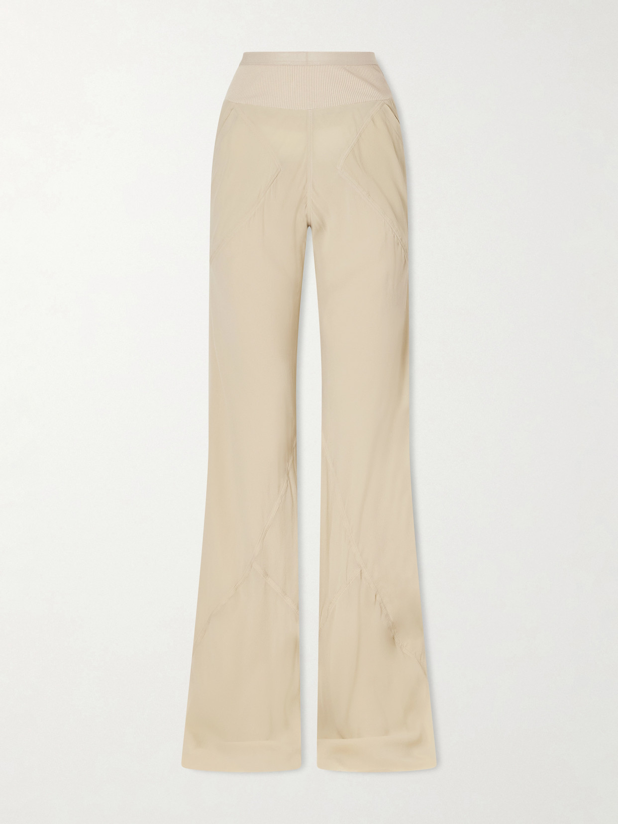 Rick Owens Bias Silk-crepe Wide-leg Pants In Brown