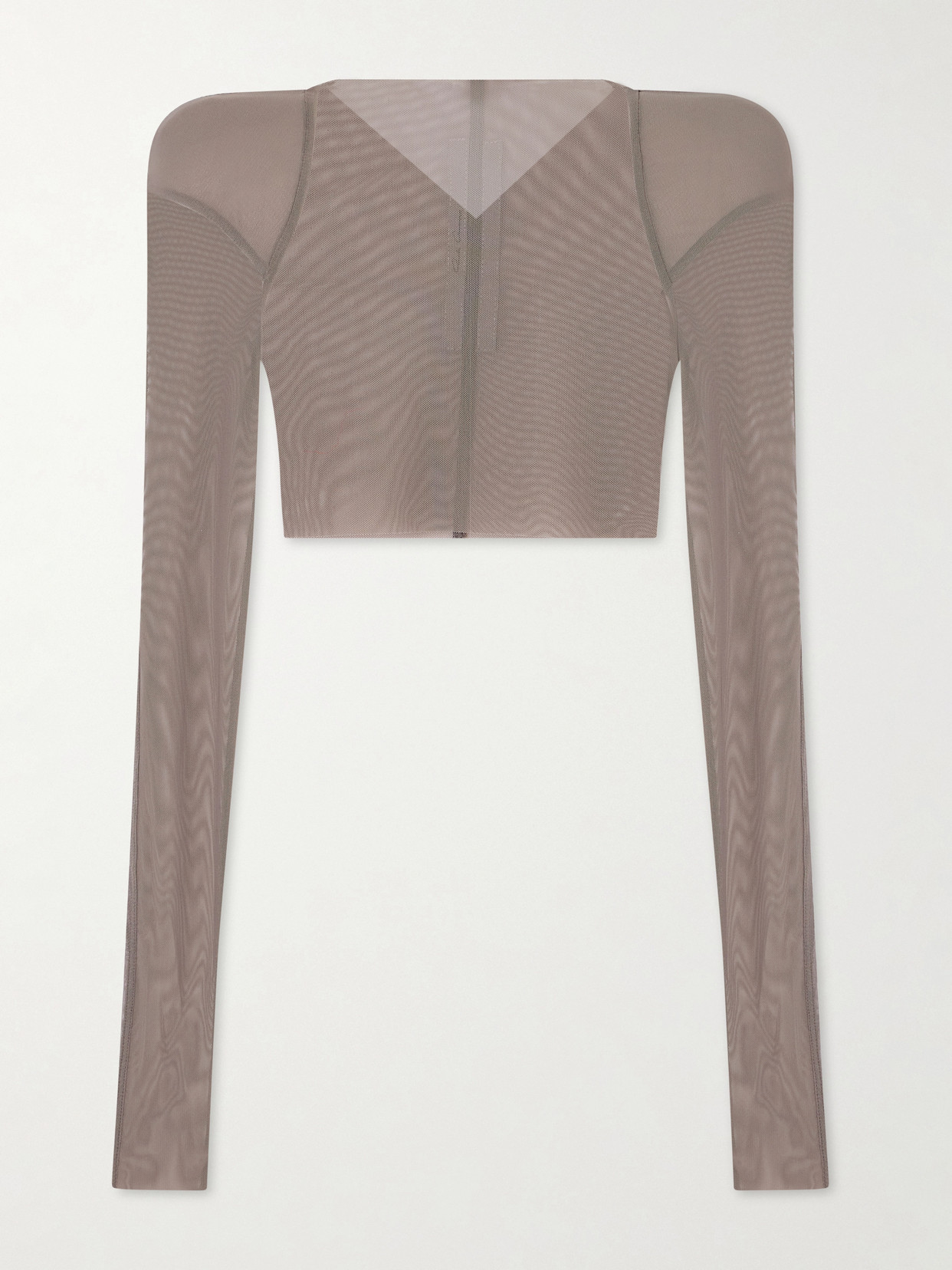 Rick Owens Helm Stretch-mesh Blouse In Gray