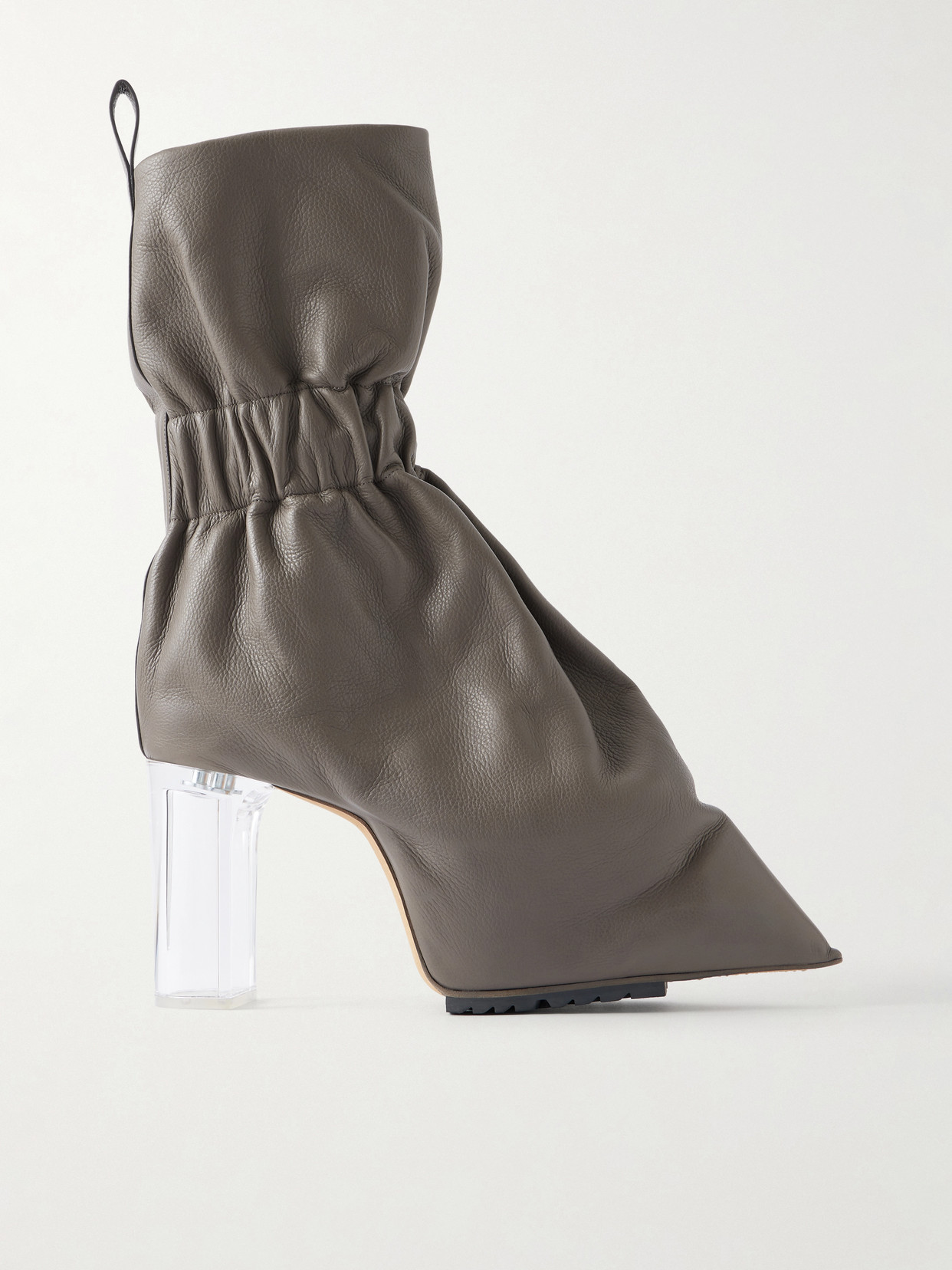 Rick Owens Taquito Gathered Leather Ankle Boots In Gray