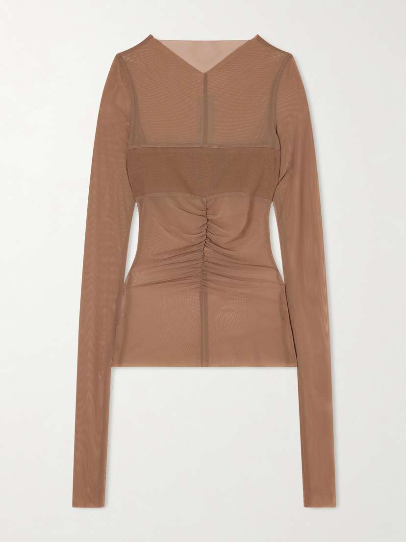 Rick Owens Ruched Stretch-mesh T-shirt