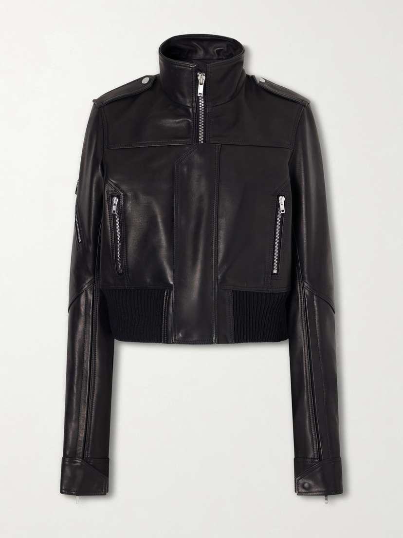 Rick Owens Cropped Leather Biker Jacket