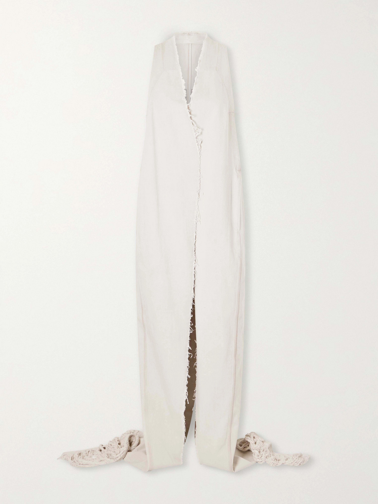 Rick Owens Cyclops Distressed Denim Coat In Gray