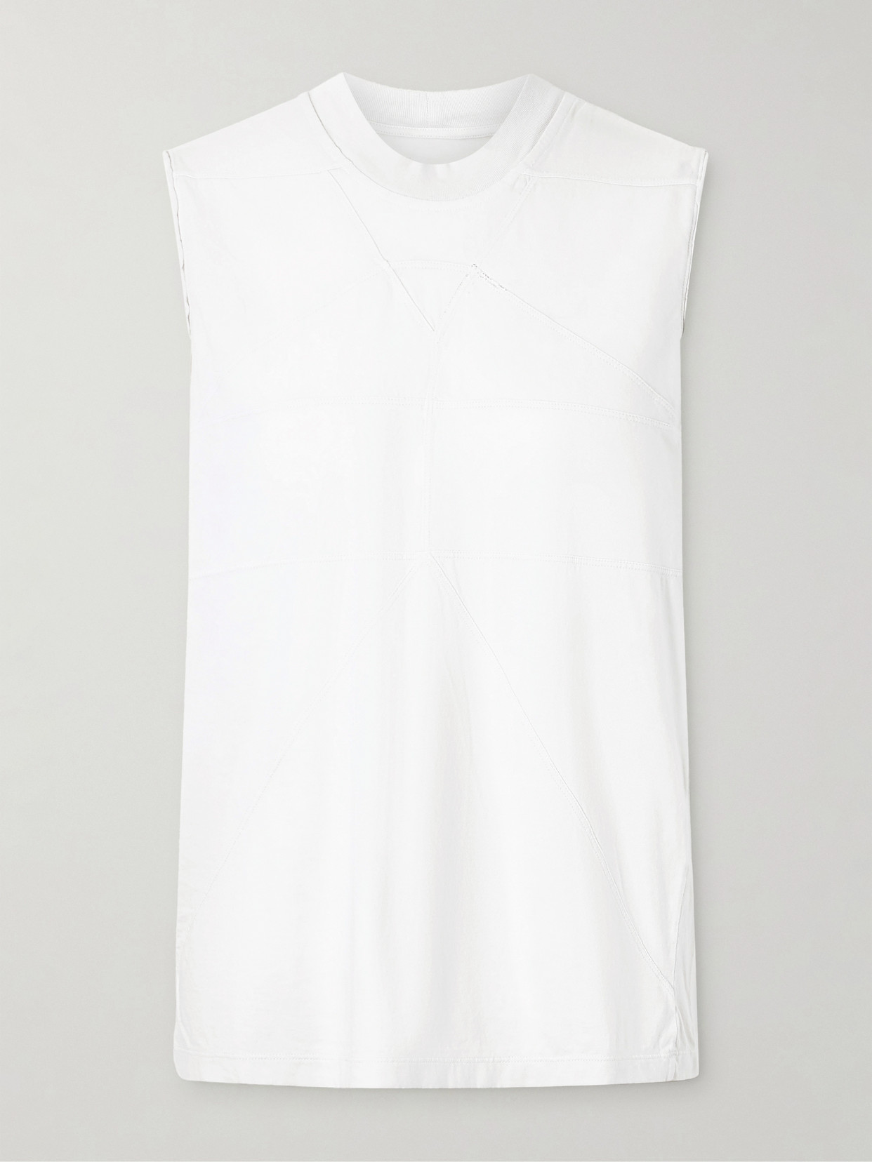 Rick Owens Paneled Cotton-jersey Tank Top In Gray