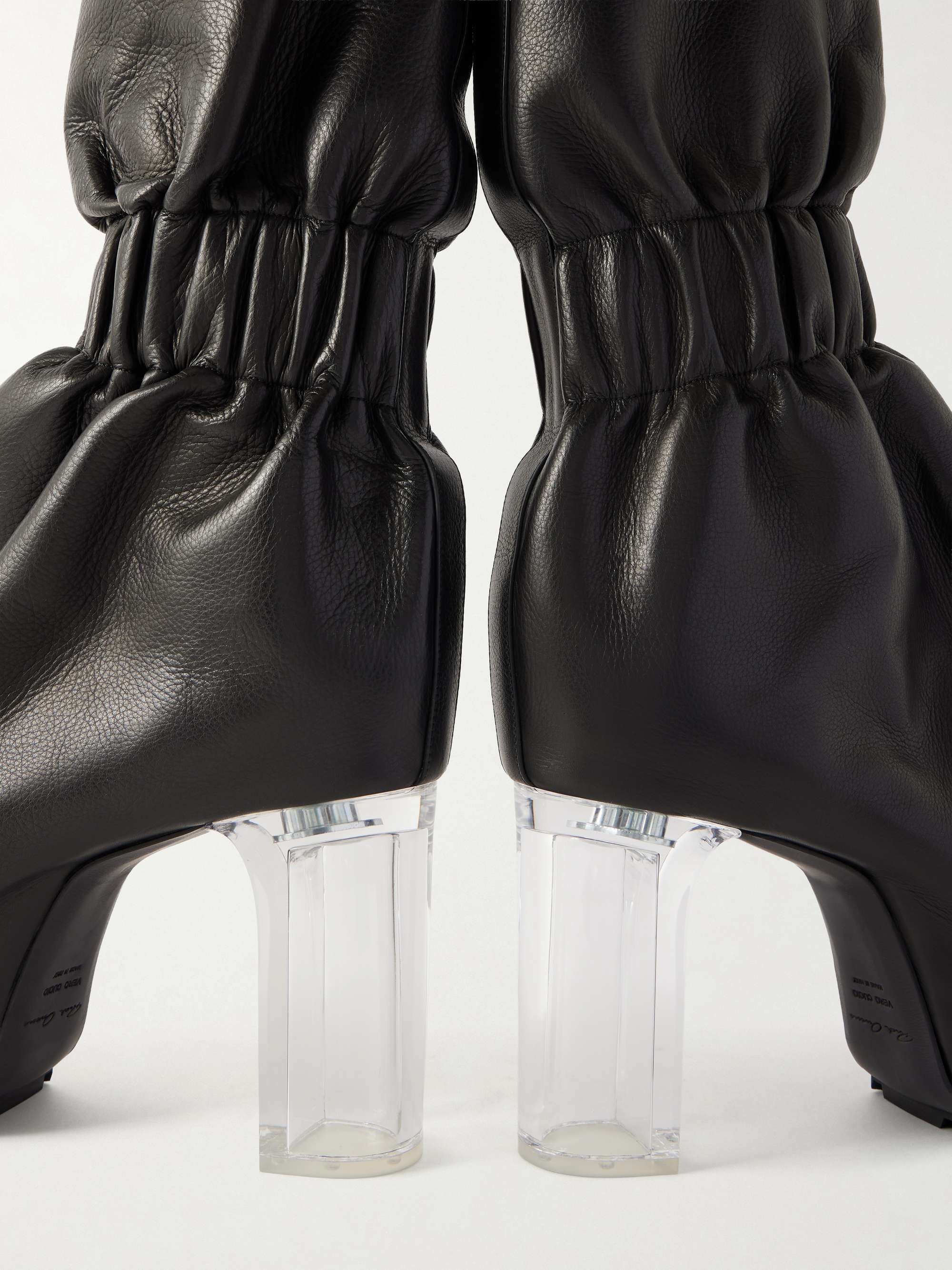 RICK OWENS Taquito gathered leather ankle boots | NET-A-PORTER