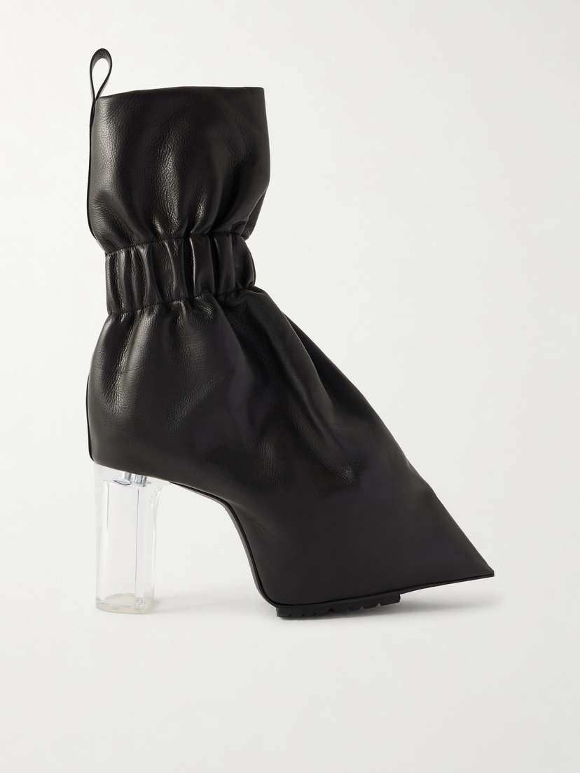 Rick Owens Taquito Gathered Leather Ankle Boots