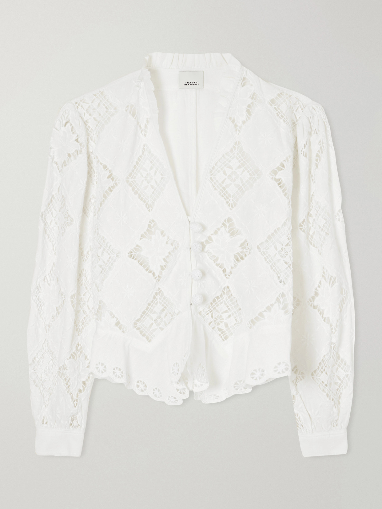 Nina Broderie Anglaise Cotton And Linen-Blend Blouse
