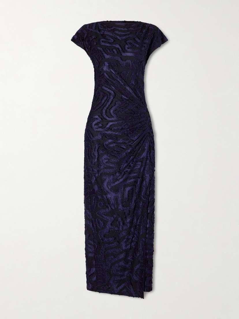 Isabel Marant Ladan Gathered Fil Coupé Jersey Midi Dress