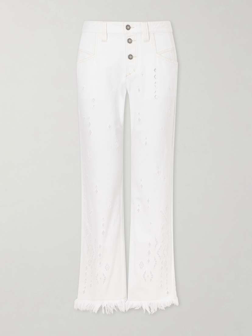 Isabel Marant High-waist Fringed Embroidered Organic Straight-leg Jeans