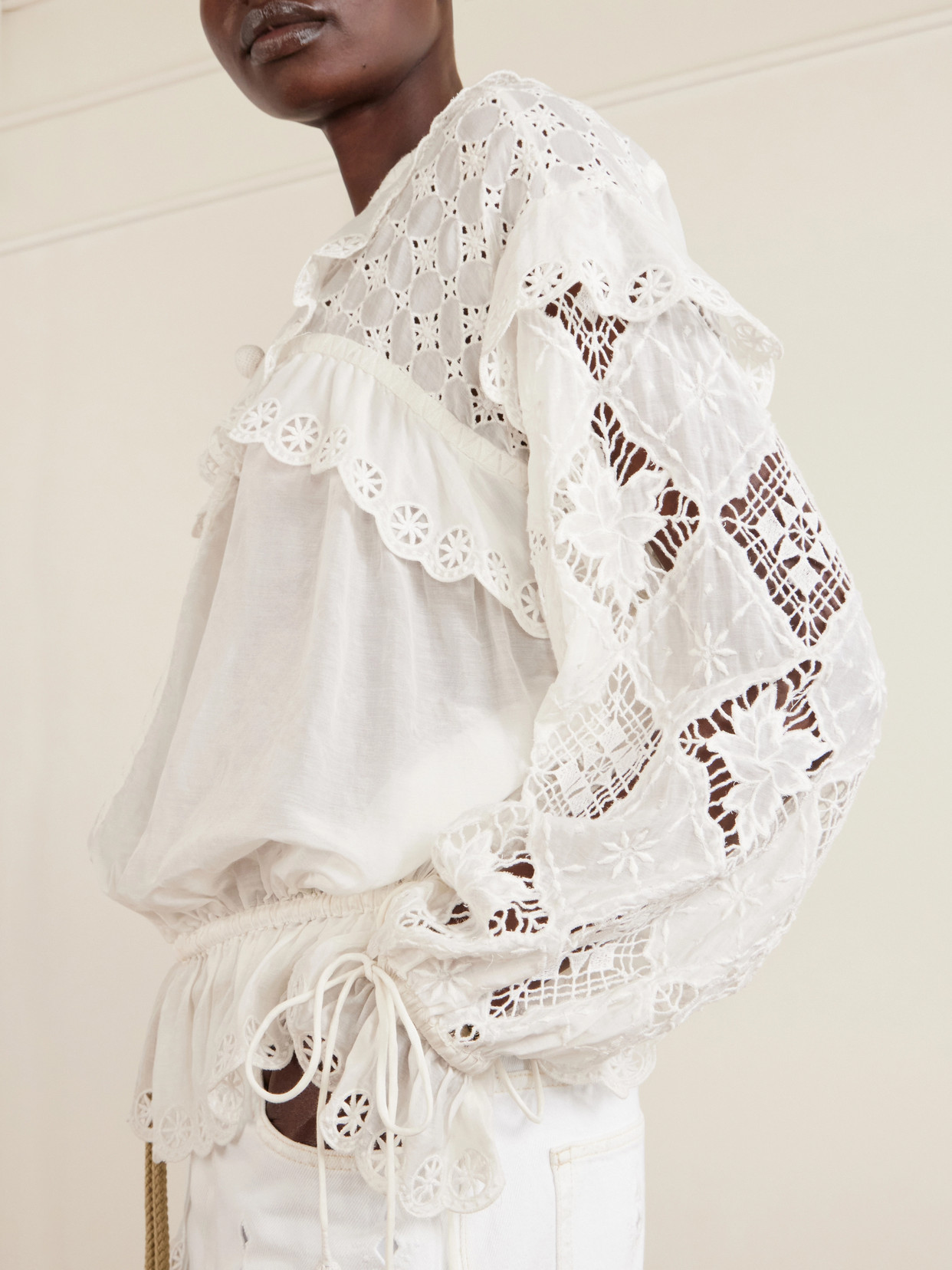 Nowana Broderie Anglaise Cotton And Silk-Blend Blouse