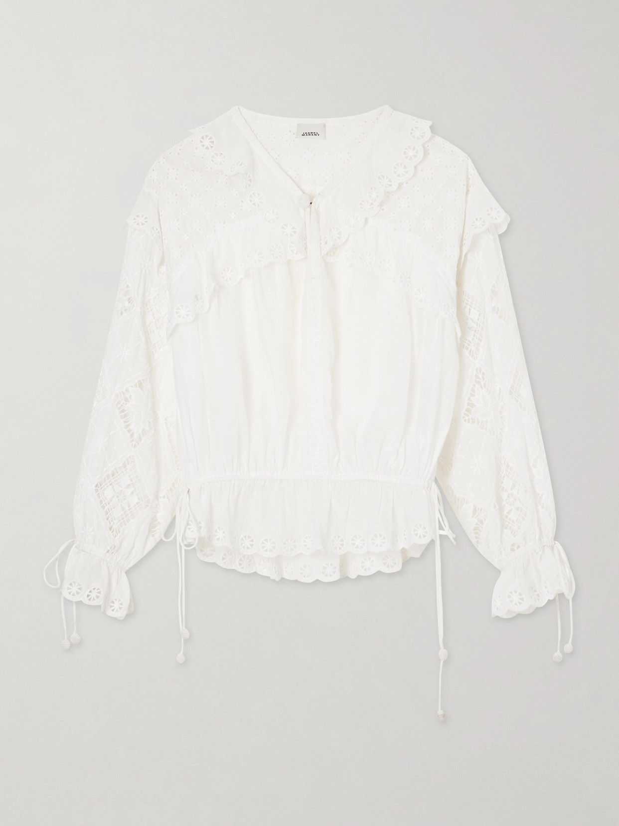 Isabel Marant Broderie Anglaise Cotton And Silk-blend Blouse In White