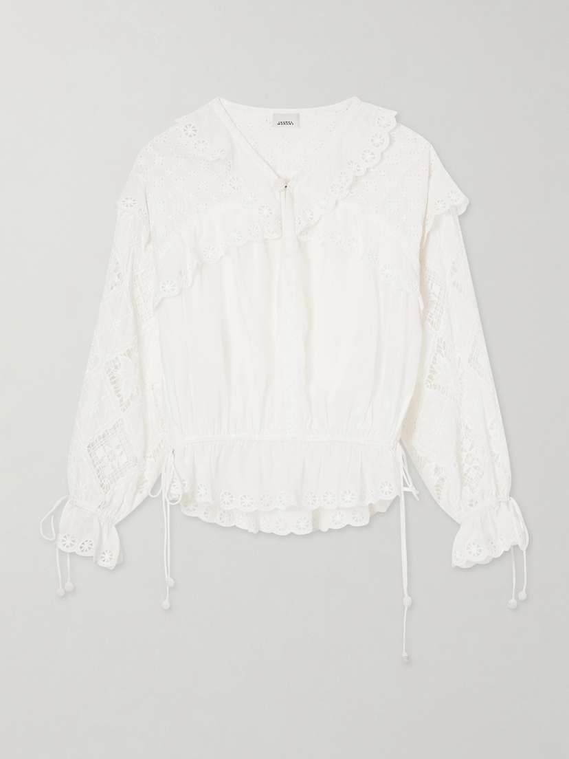 Isabel Marant Nowana Broderie Anglaise Cotton And Silk-blend Blouse