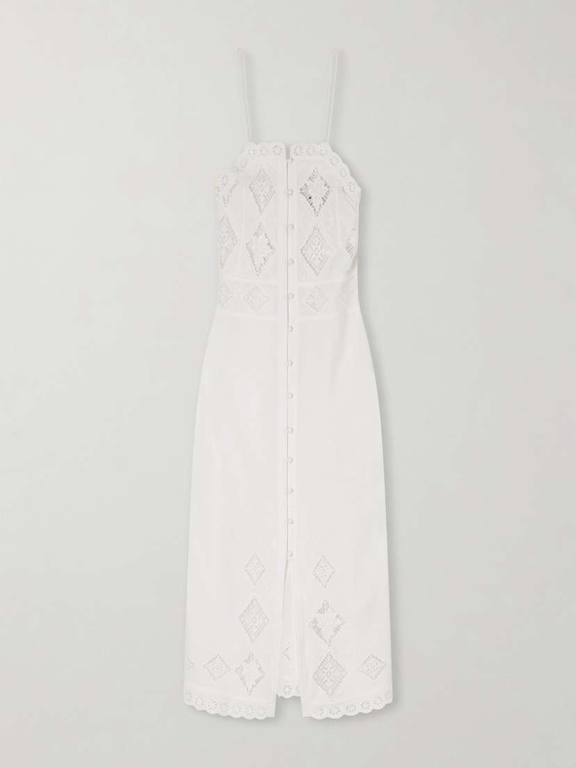 Isabel Marant Nelsane Broderie Anglaise Cotton And Linen-blend Midi Dress