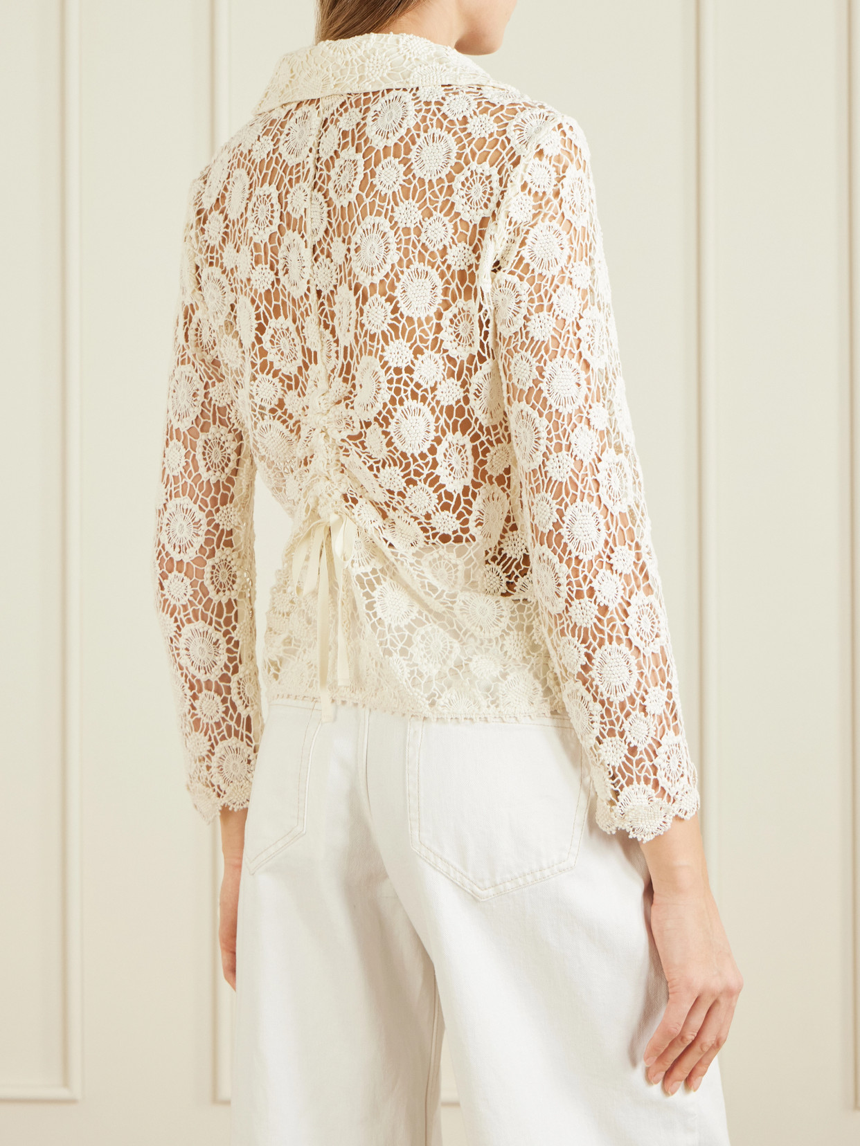 Yana Tie-Detailed Cotton-Lace Shirt