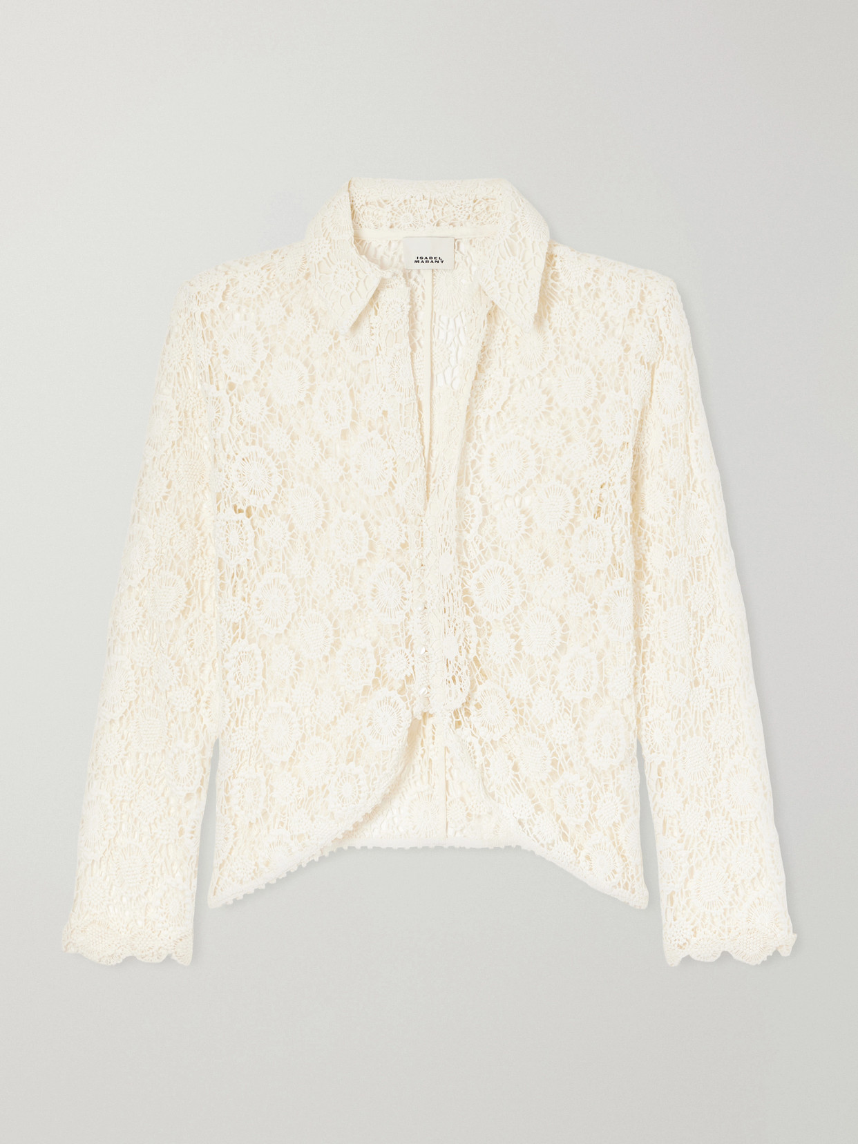 Isabel Marant Tie-detailed Cotton-lace Shirt In White