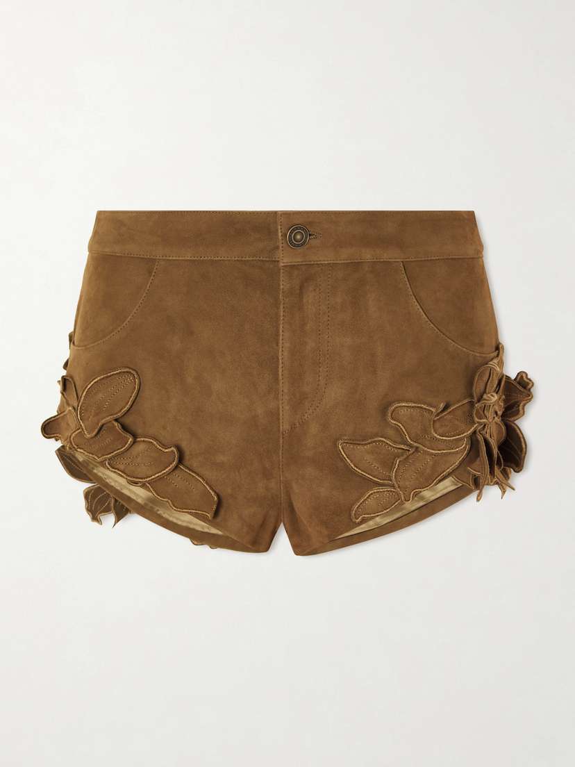 Isabel Marant Kevana Embroidered Suede Shorts