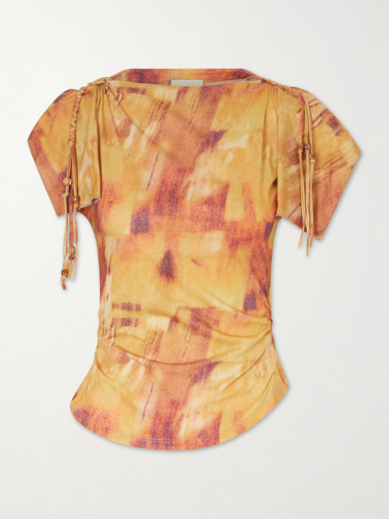 Jazia Bead-Embellished Printed Cotton Top