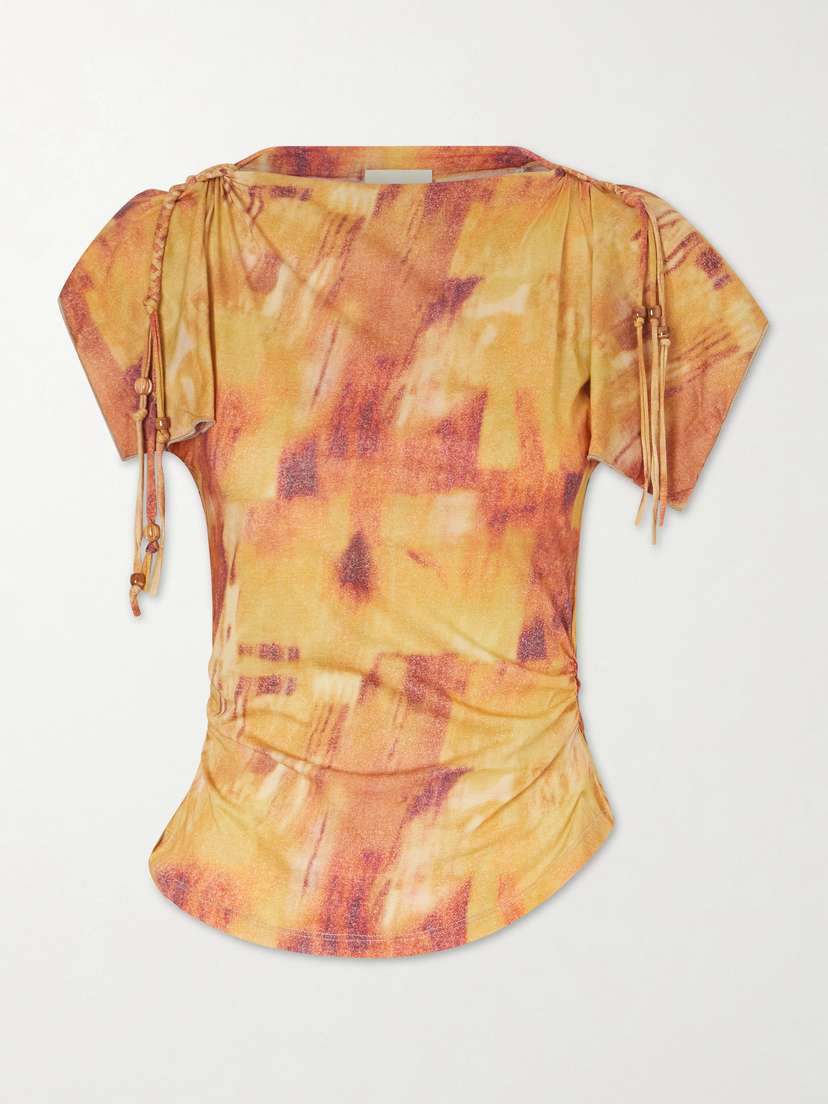 Isabel Marant Jazia Bead-embellished Printed Cotton Top