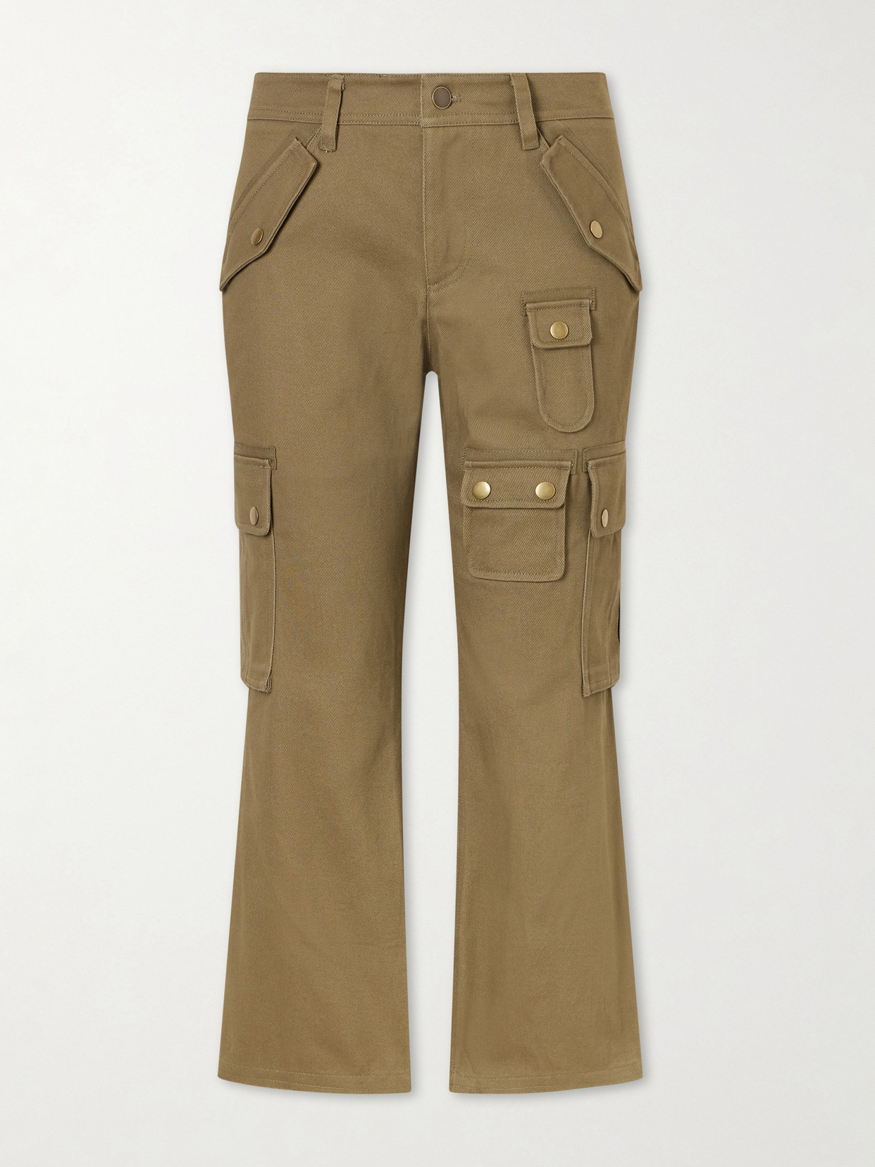 Isabel Marant Josine Cotton Twill Flare Crop Cargo Pants In Brown