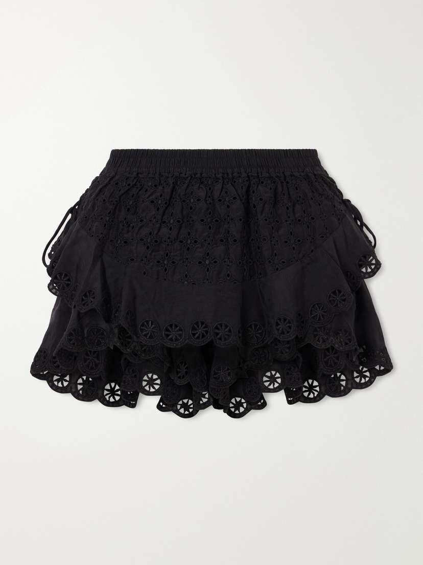 Isabel Marant Embroidered Cotton And Silk-blend Shorts