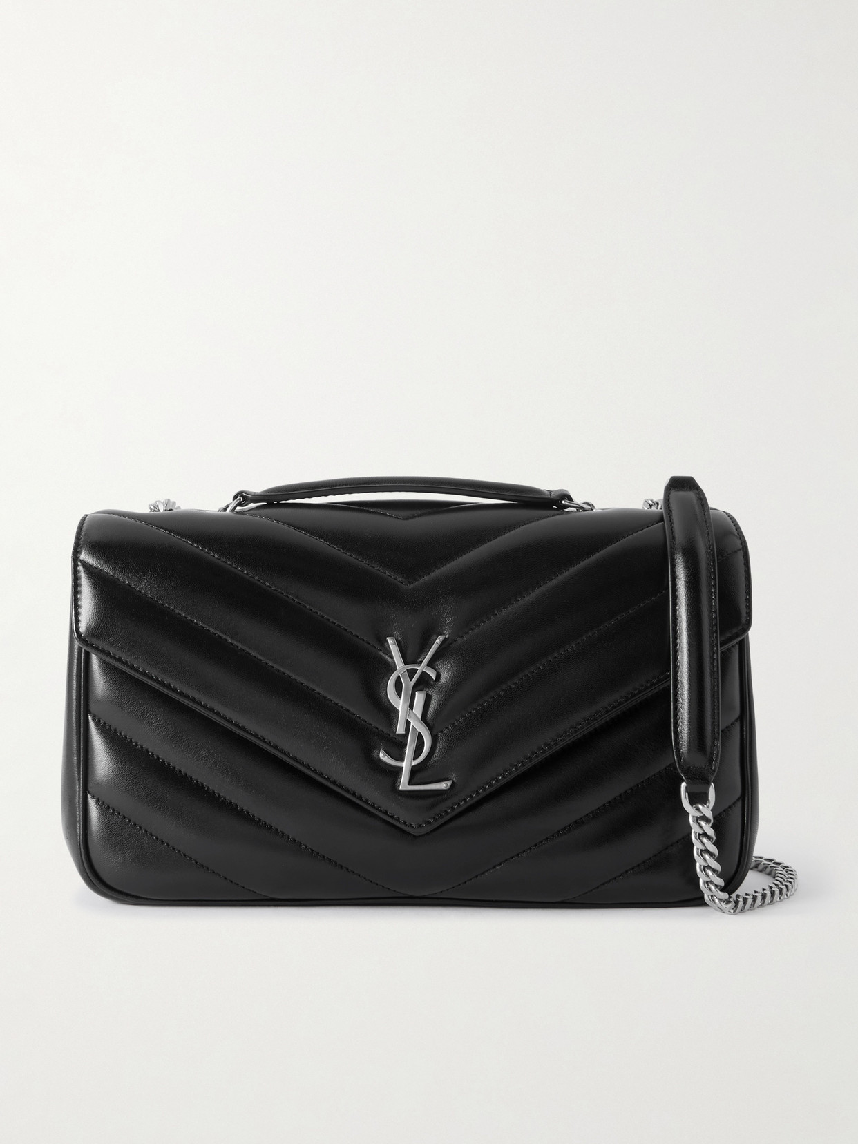Saint Laurent Loulou Medium Quilted Leather Shoulder Bag In Black
