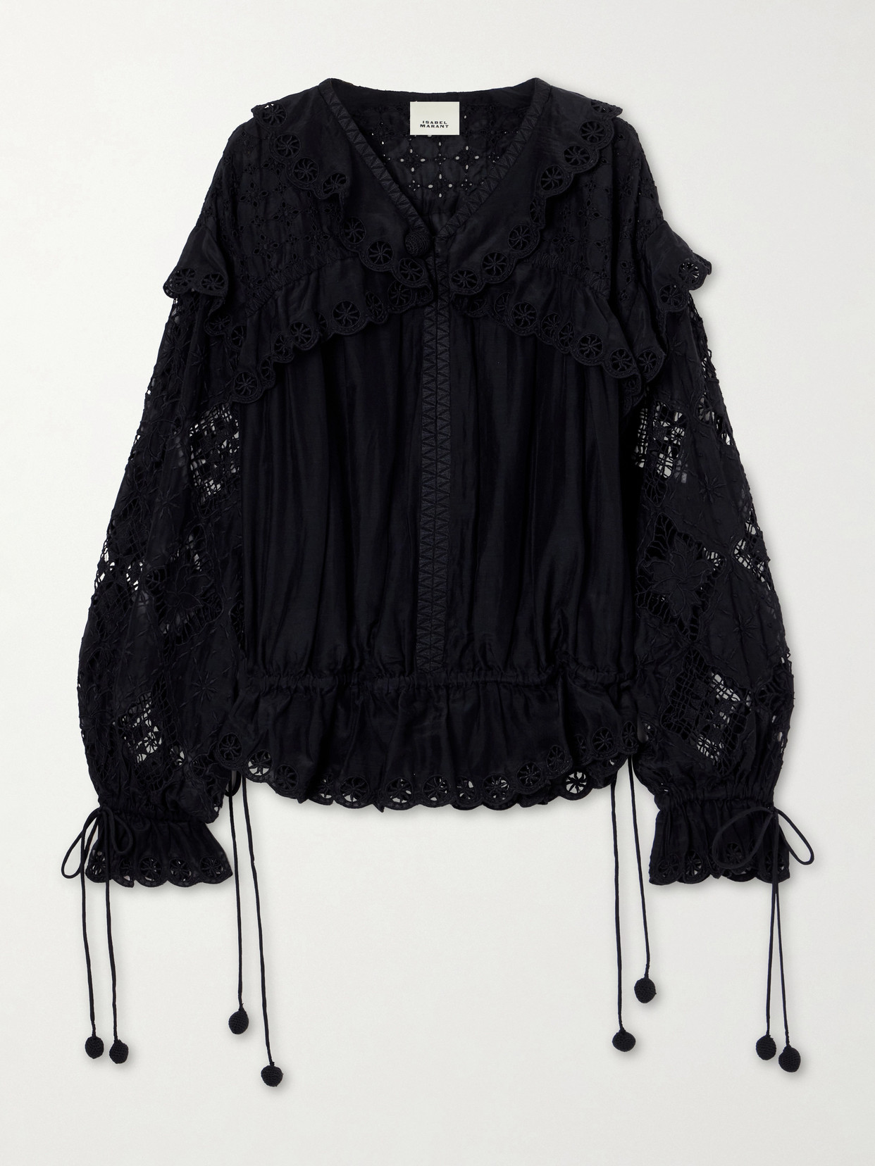 Nowana Broderie Anglaise Cotton And Silk-Blend Blouse