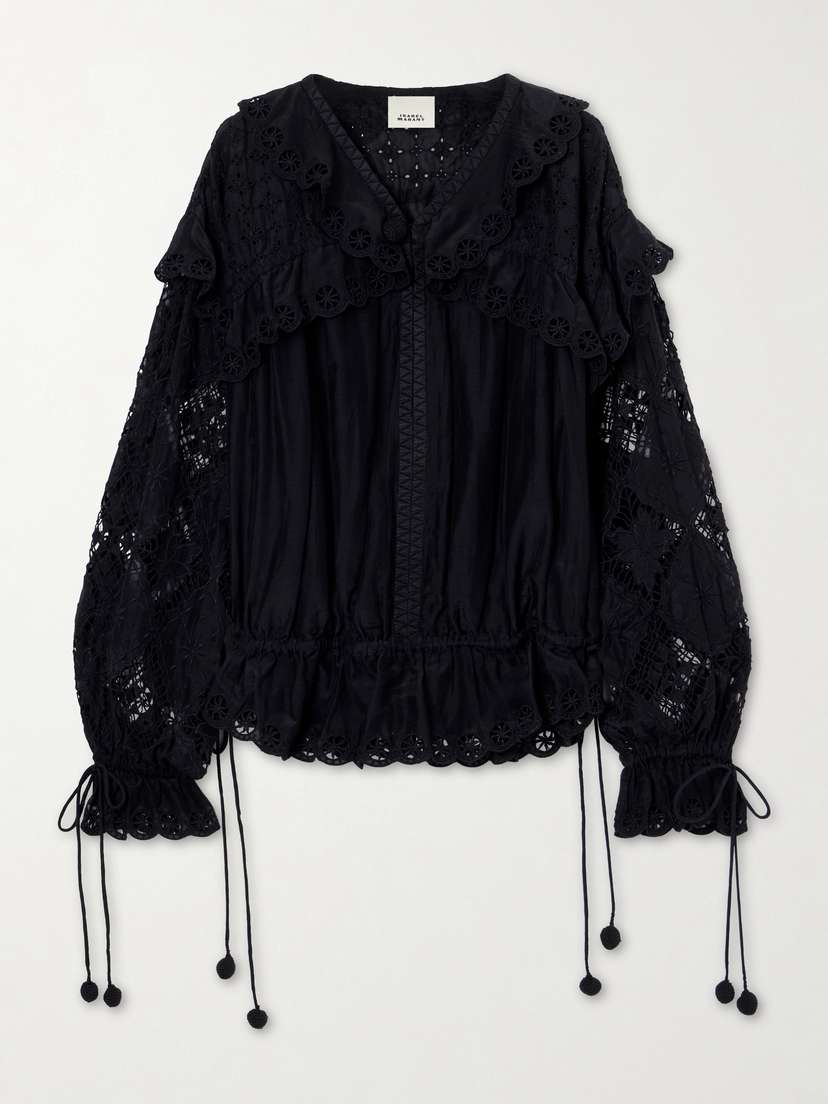 Isabel Marant Nowana Broderie Anglaise Cotton And Silk-blend Blouse
