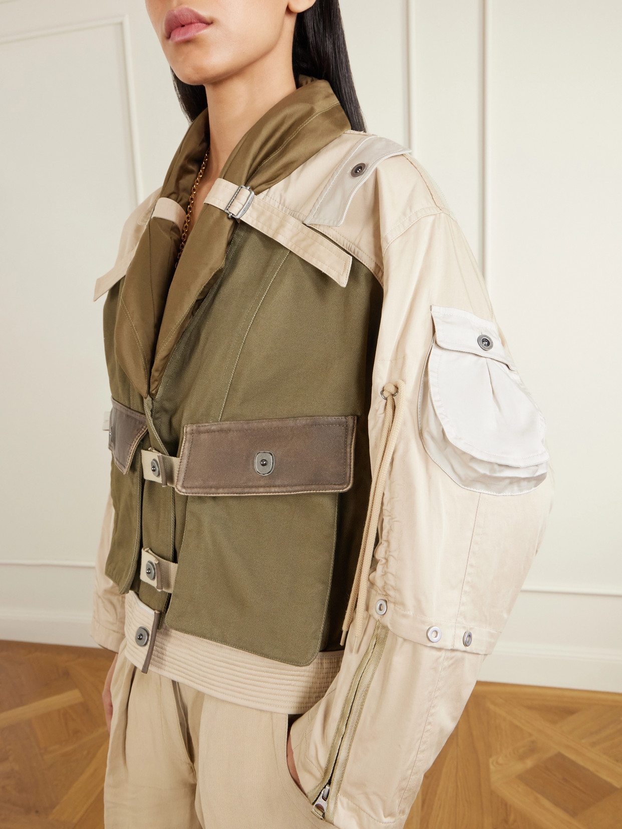 Isabel Marant Julissa Leather-trimmed Organic Cotton Jacket In Multi