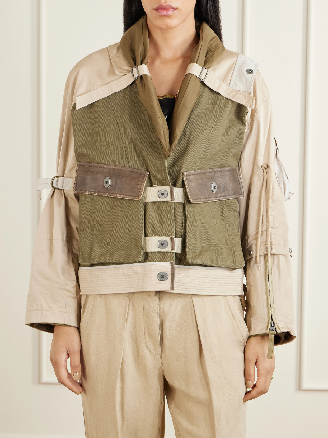 Isabel Marant Julissa Leather-trimmed Organic Cotton Jacket In Multi