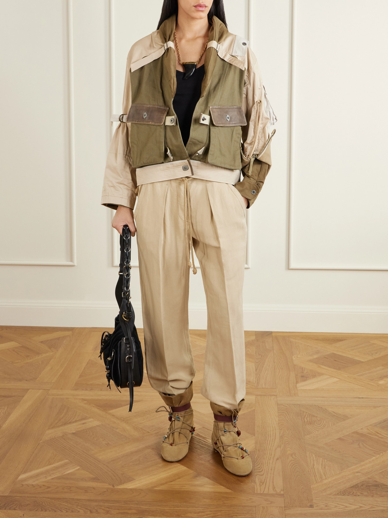 Isabel Marant Julissa Leather-trimmed Organic Cotton Jacket In Multi