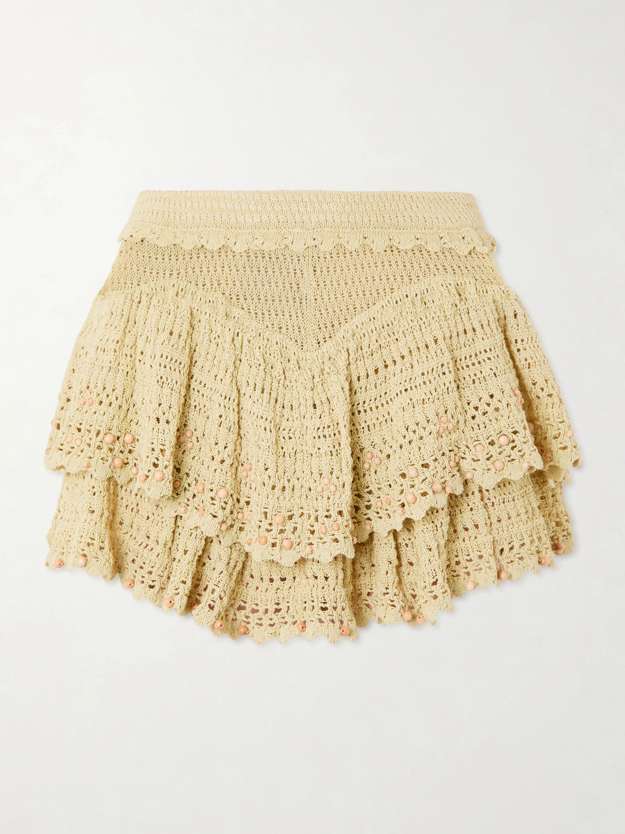 Isabel Marant Olzea Embellished Crochet-knit Shorts In Neutral