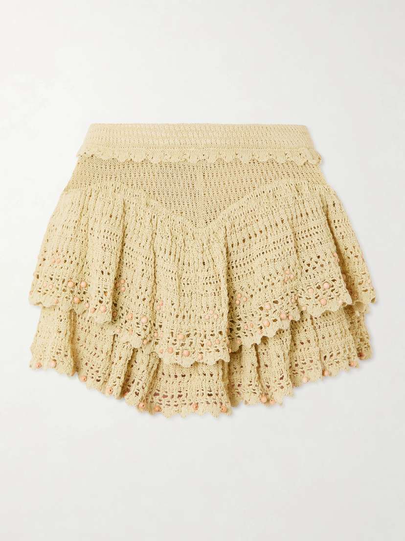 Olzea Embellished Crochet-knit Shorts