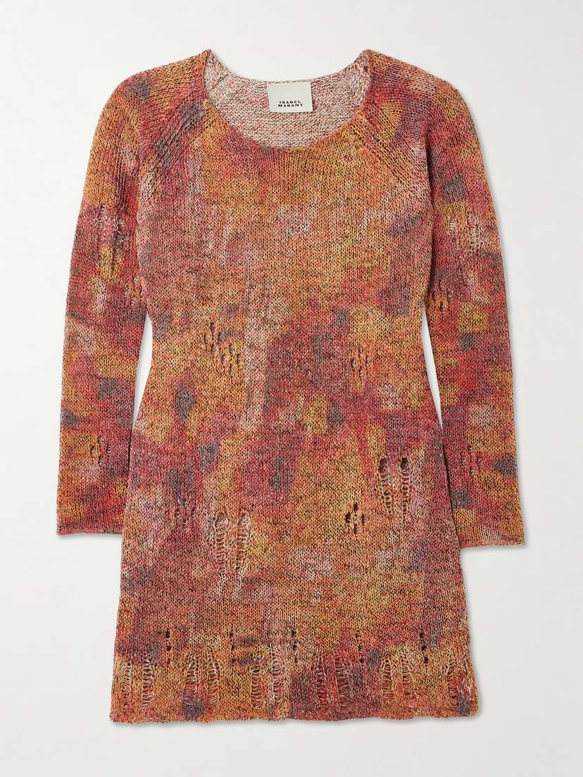 Isabel Marant Hymira Distressed Knitted Mini Dress