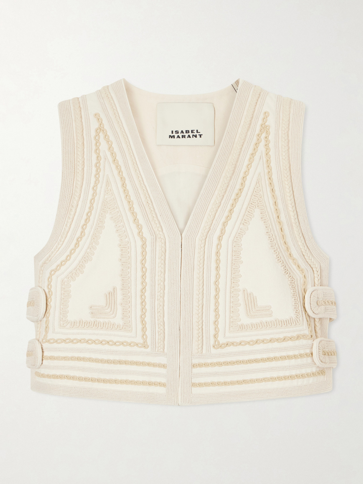 Isabel Marant Blerina Embroidered Cotton Vest In Sand