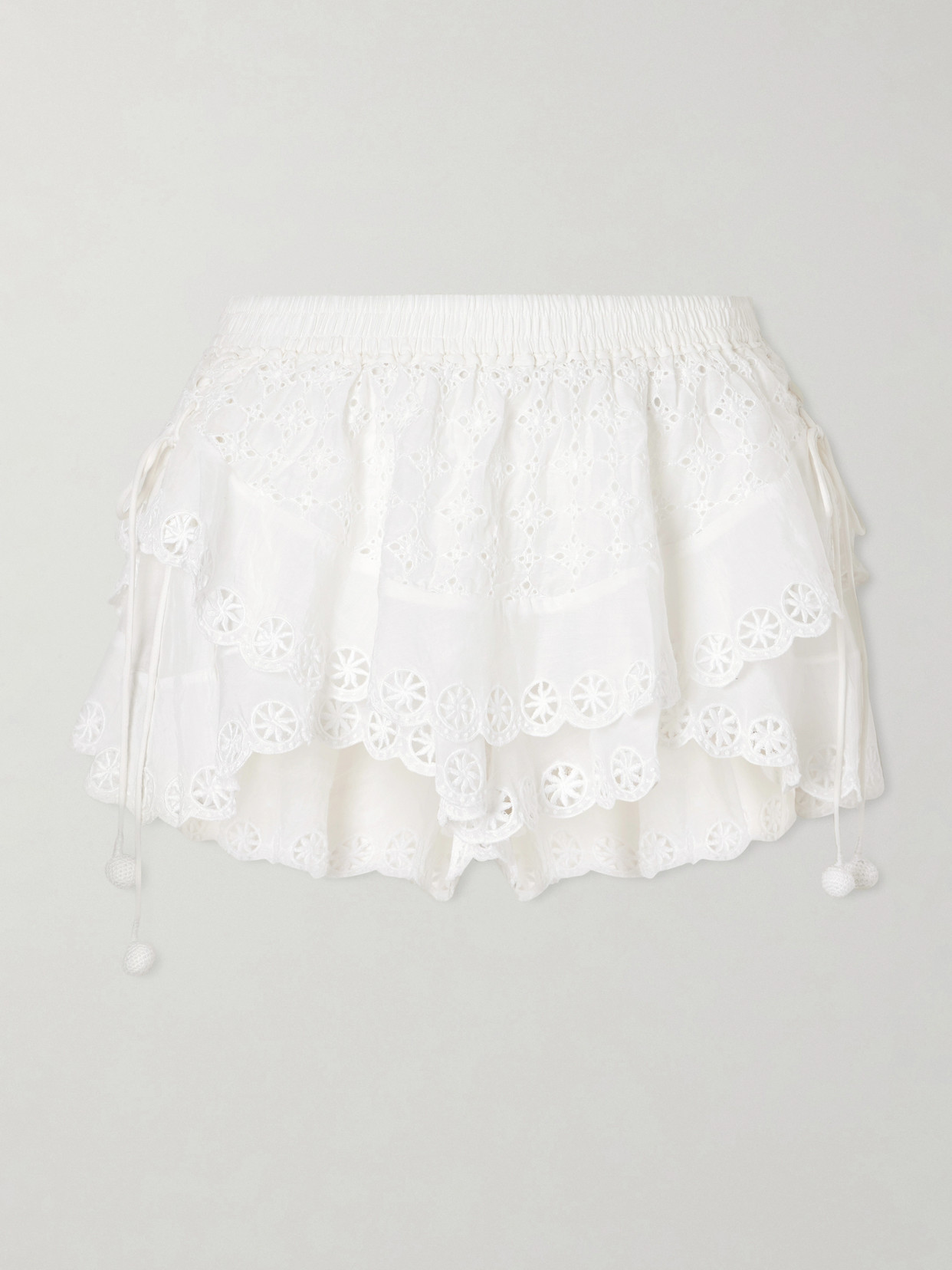 Isabel Marant Womens White Neis Open-cut Embroidered Cotton Mini Shorts In White