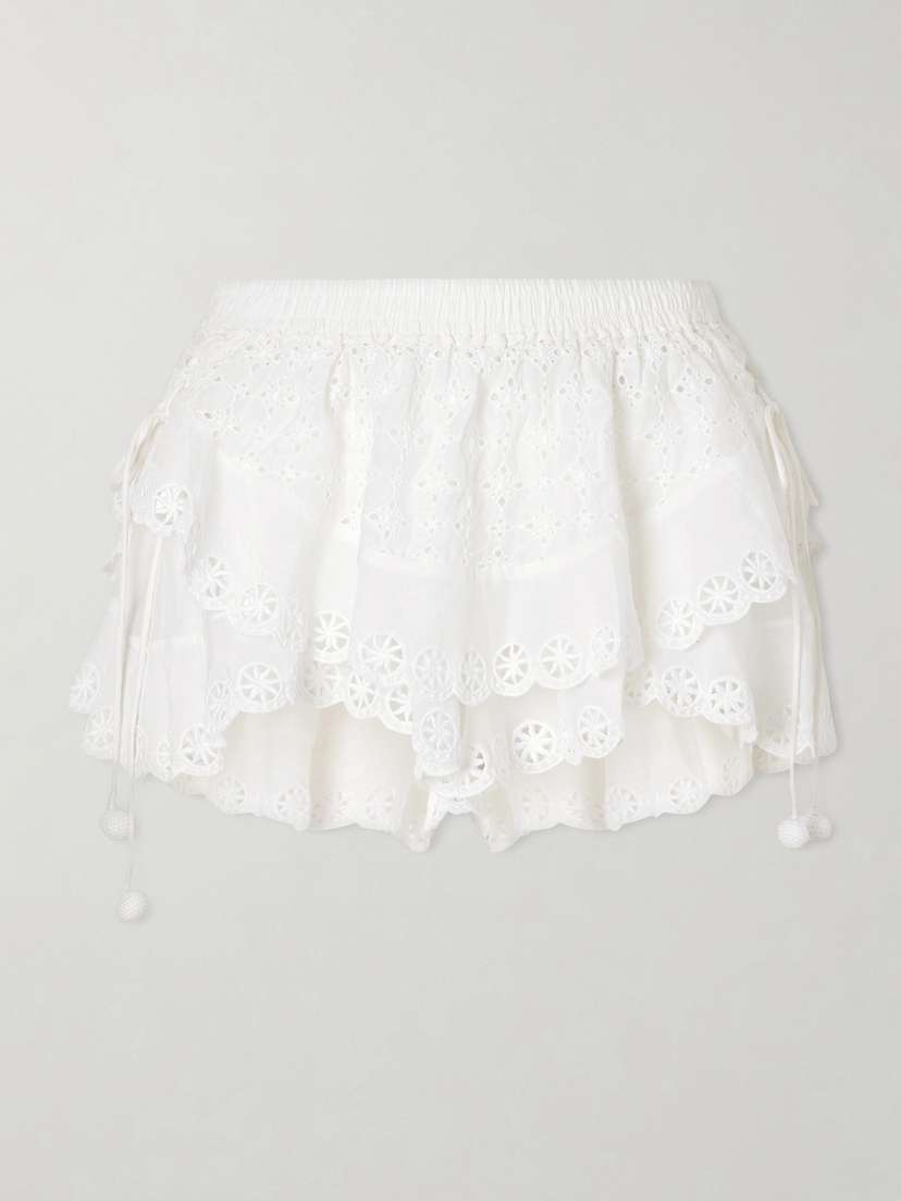 Isabel Marant Embroidered Cotton And Silk-blend Shorts