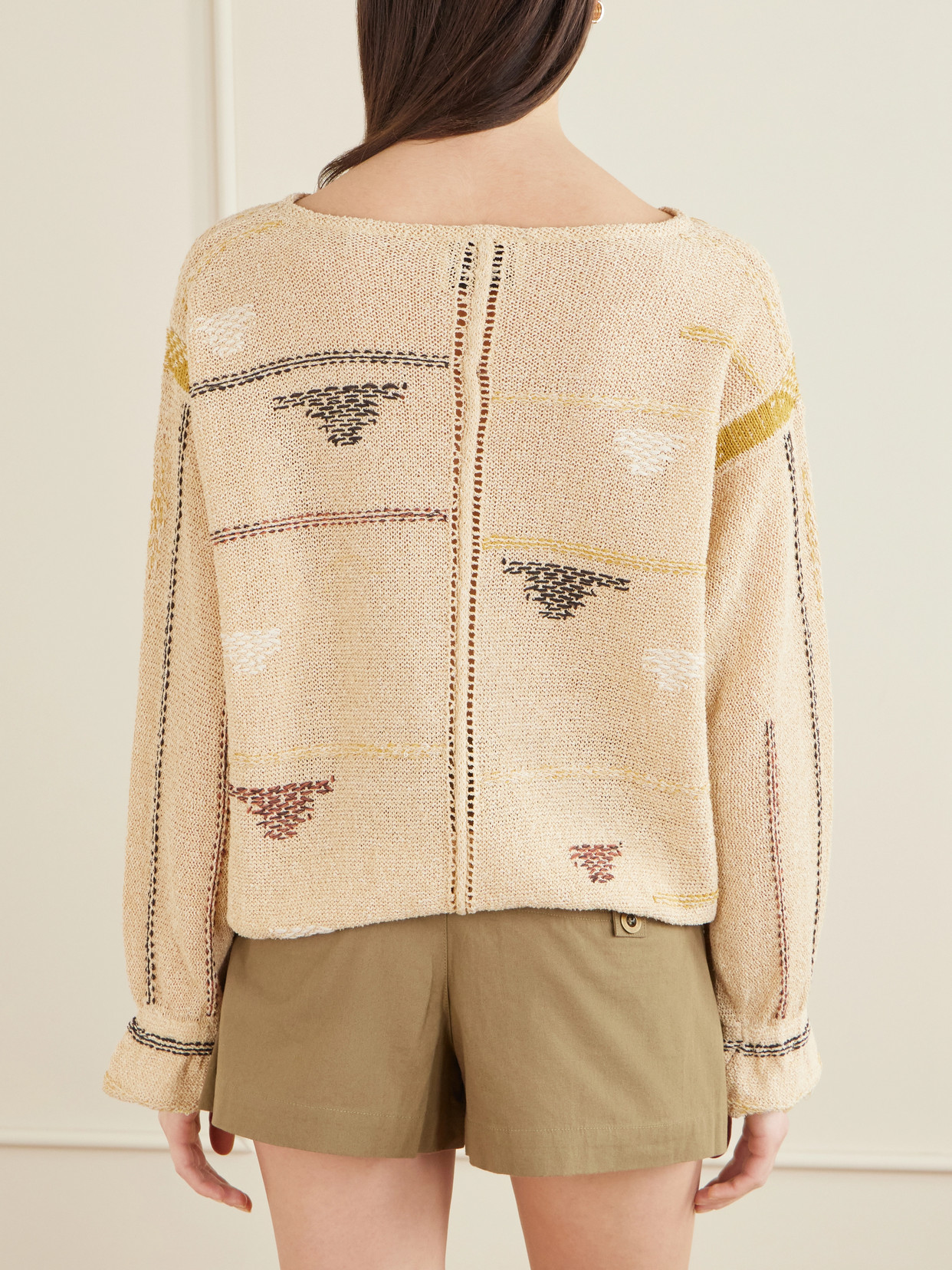 Elyron Embroidered Linen-Blend Sweater